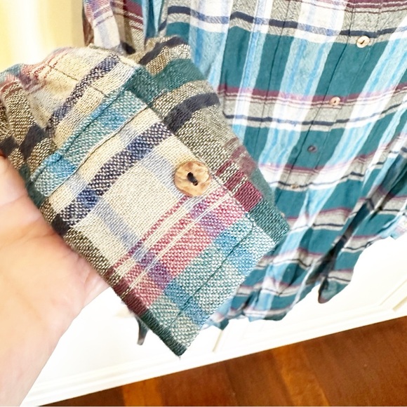 Anthropologie Womens Akemi Kin Plaid Lucie Long Tunic Top Soft Rayon Wool Blouse - Picture 7 of 10